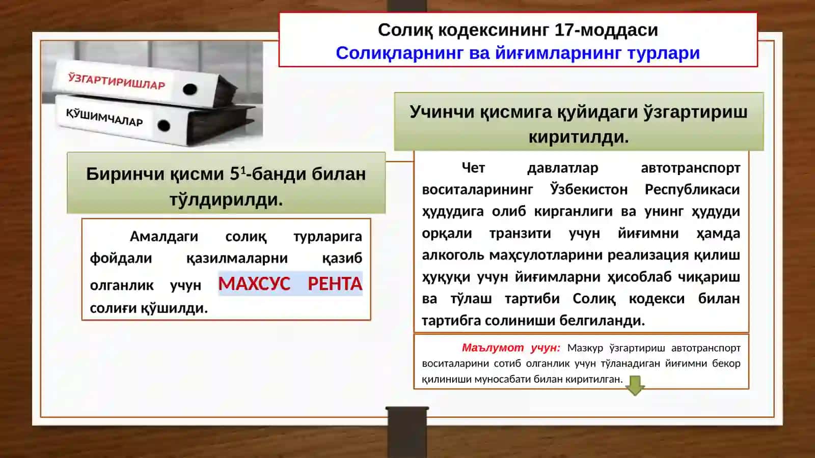 ЮРИДИК ВА ЖИСМОНИЙ ШАХСЛАРГА СОЛИҚ СОЛИШ ТАРТИБИГА КИРИТИЛГАН ЎЗГАРИШЛАР МАЗМУНМОҲИЯТИ ТЎҒРИСИДА 3