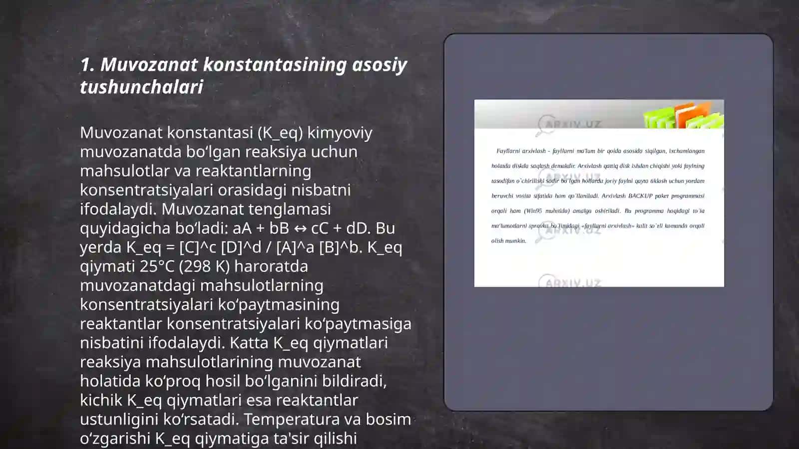Muvozanat konstantasi va uning asosiy tushunchalari 3