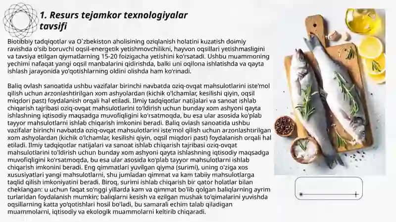 Baliq mahsulotlarini ishlab chiqarish samaradorligini oshirishda resurs tejamkor texnologiyalari 3