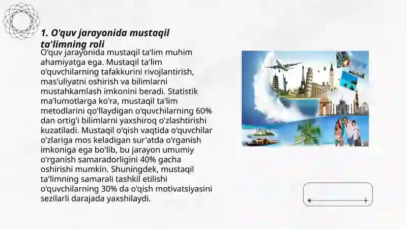 O'quv jarayonida bo'yicha ma'ruza amaliy mashg'ulotlar va mustaqil ta'limni tashkil etish 3
