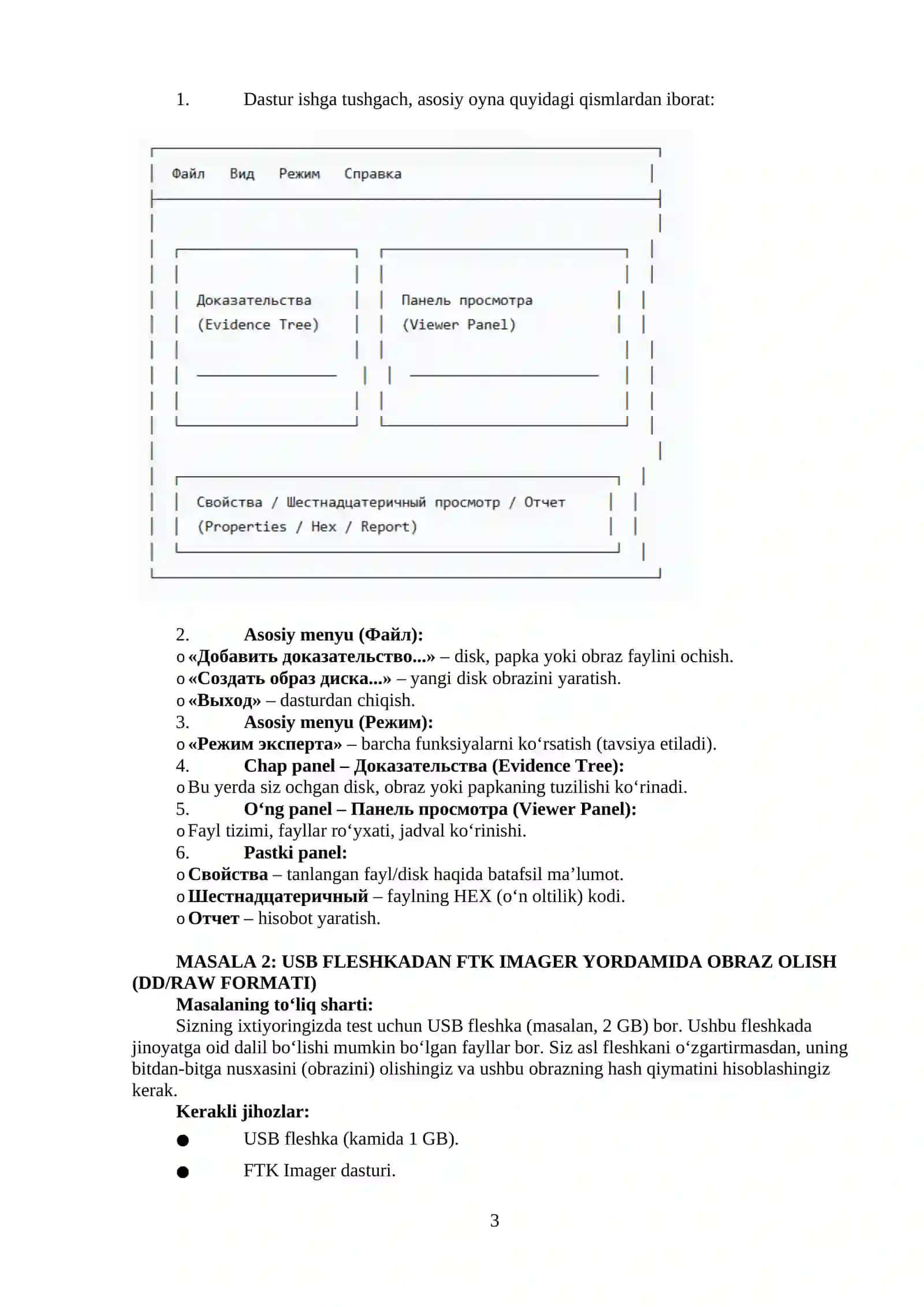 DISK OBRAZLARINI YARATISH VA TAHLIL QILISH (FTK IMAGER, DD) 3