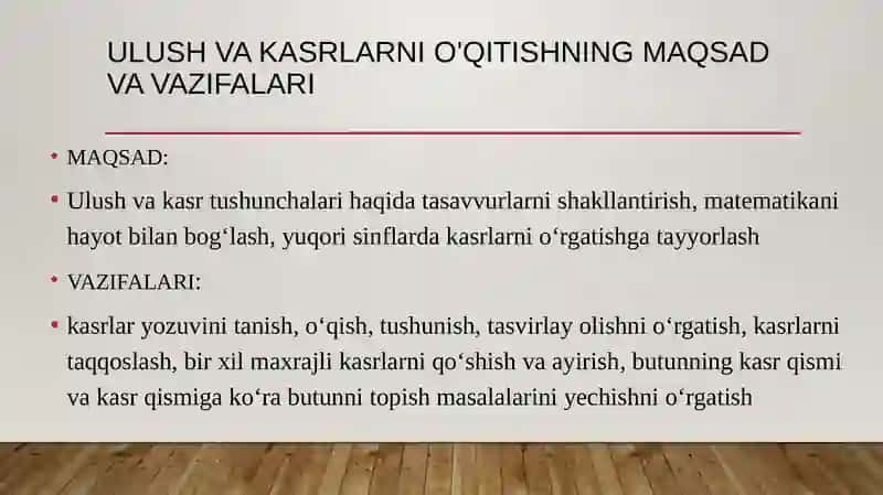 Ulush vakasrlarni o'qitish metodikasi 3