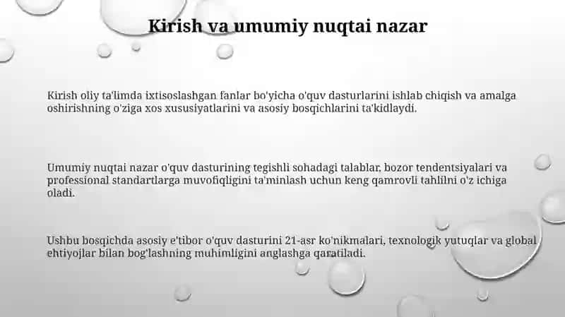 Oliy ta'limda mutaxassislik fanlari boʻyicha oʻquv dasturlarini ishlab chiqish tatbiq etish tartibi 3