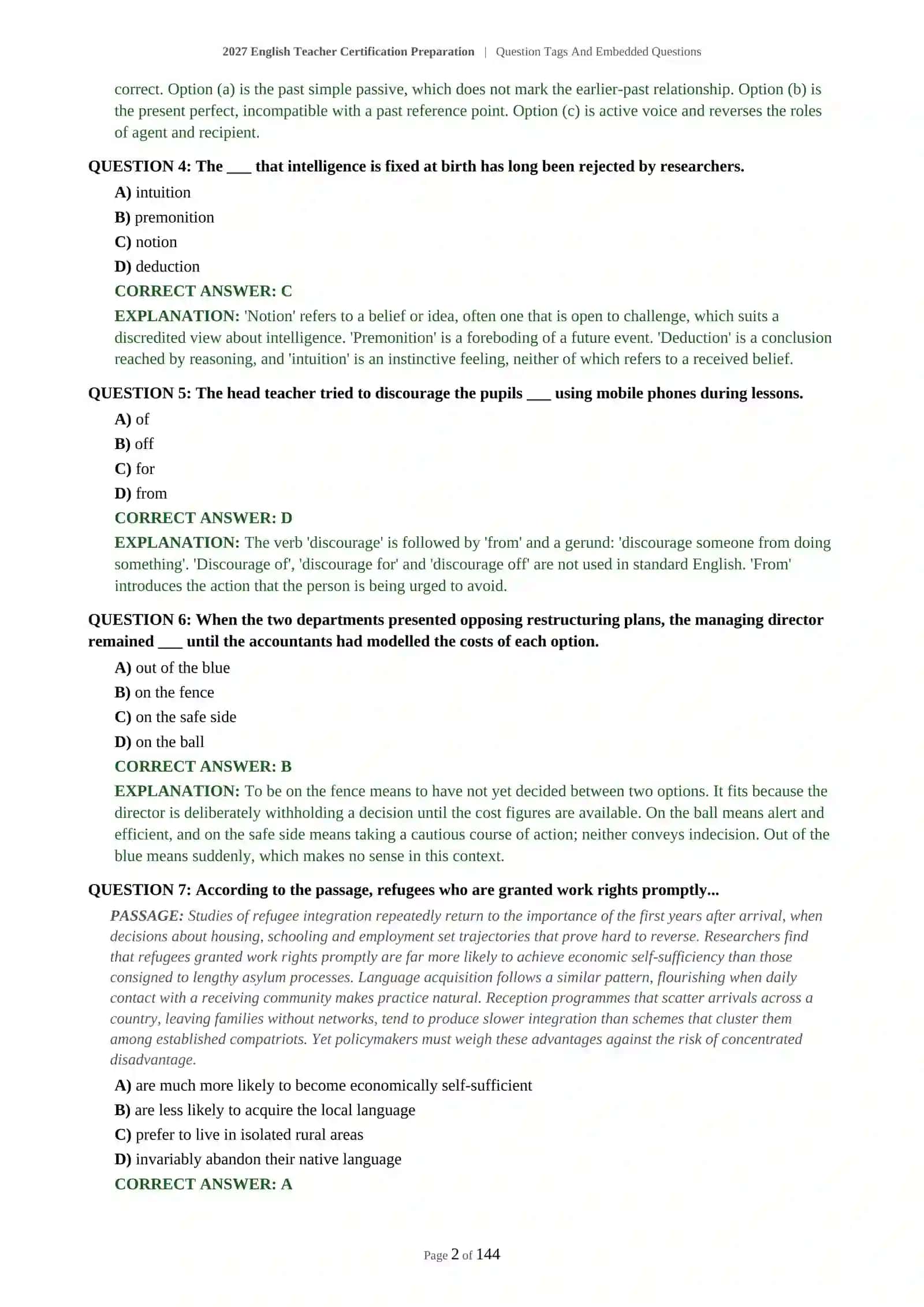 2027 English Teacher Certification Preparation | Question Tags And Embedded Questions 3