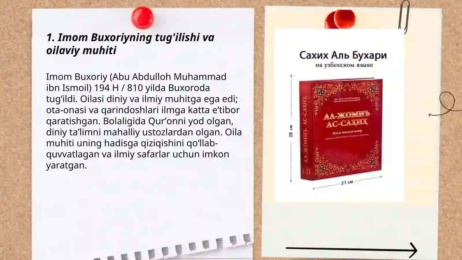 Imom Buxoriyning hayoti "Al- jome as sahih" asari 3