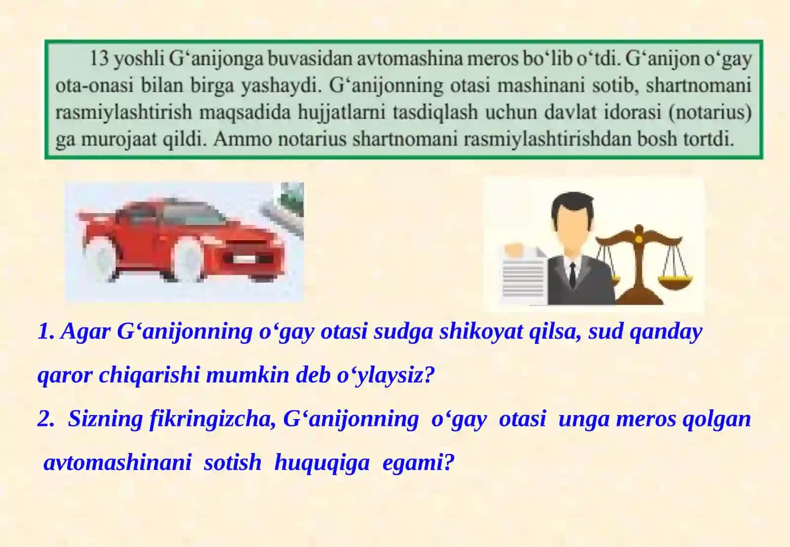 8-sinf Huquq dars ishlanma. Oila qonunchiligida voyaga yetmaganlarning huquq va majburiyatlari 3