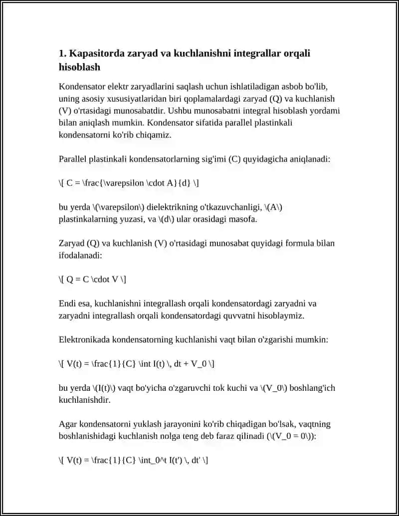 ELEKTR ZANJIRLAR TAHLILIDA INTEGRAL HISOB TATBIQLARI 3