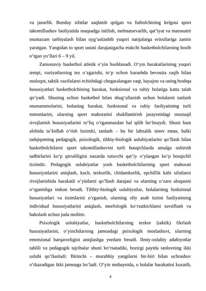 Yuqori malakali basketbolchilarni tayyorlashni o'zig xos xususiyatlari 3