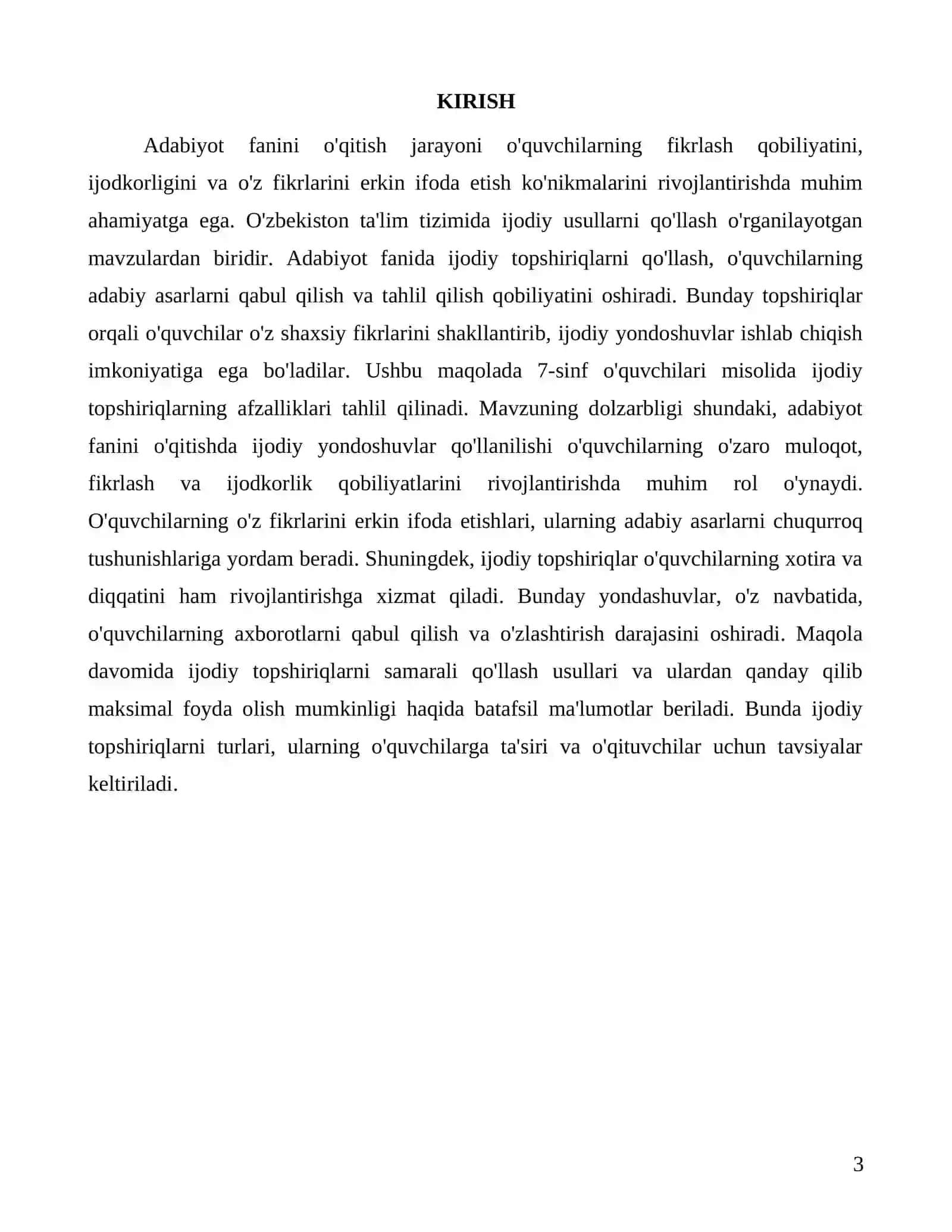 Adabiyot fanini oʻqitishda ijodiy topshiriqlarning afzalliklari 3