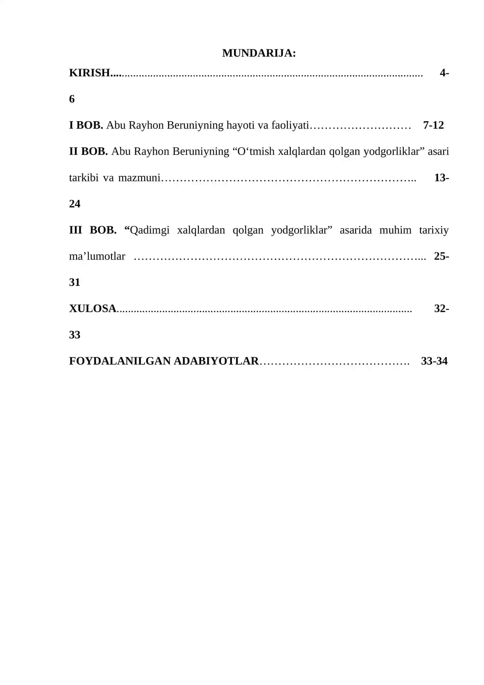 “Abu Rayhon Beruniyning O‘tmish xalqlardan qolgan yodgorliklar” KURS ISHI 3