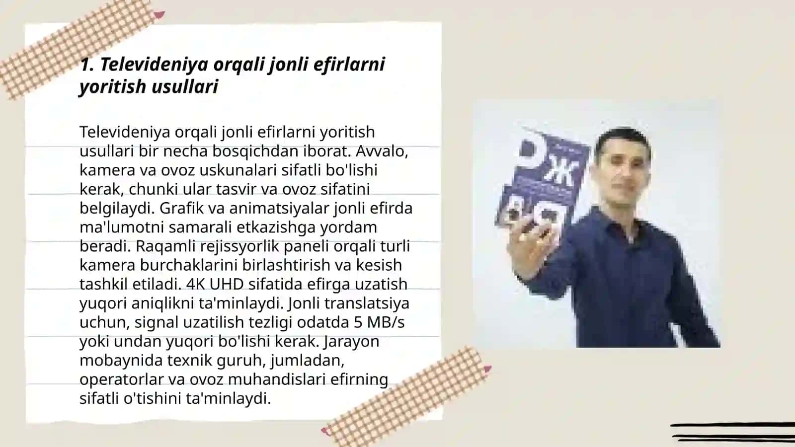 Televideniya orqali yorituvchi jonli efirlarning daktil imo ishorada tarjima qilinishi metodikasi 3