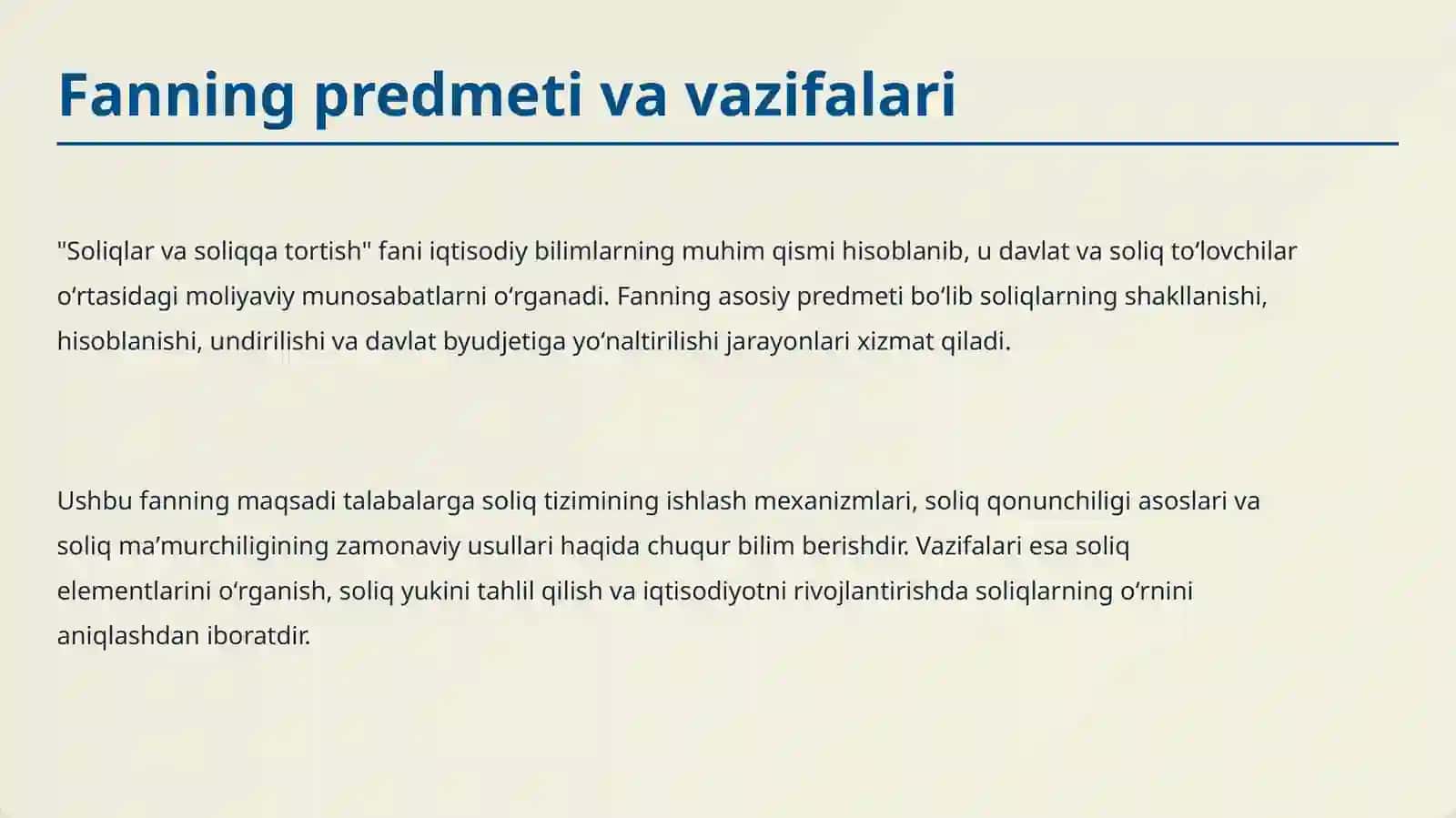 Soliqlar va soliqqa tortish faniga kirish 3
