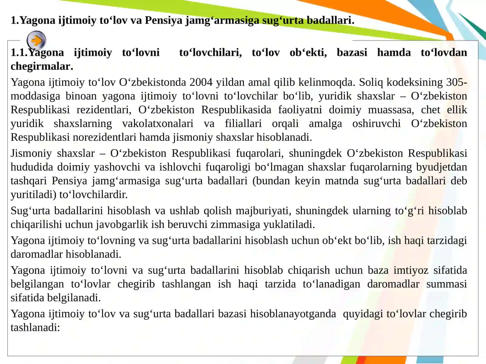 BYUDJETDANTASHQARI FONDLARGA MAJBURIY TO’LOVLAR VA AJRATMALAR 3