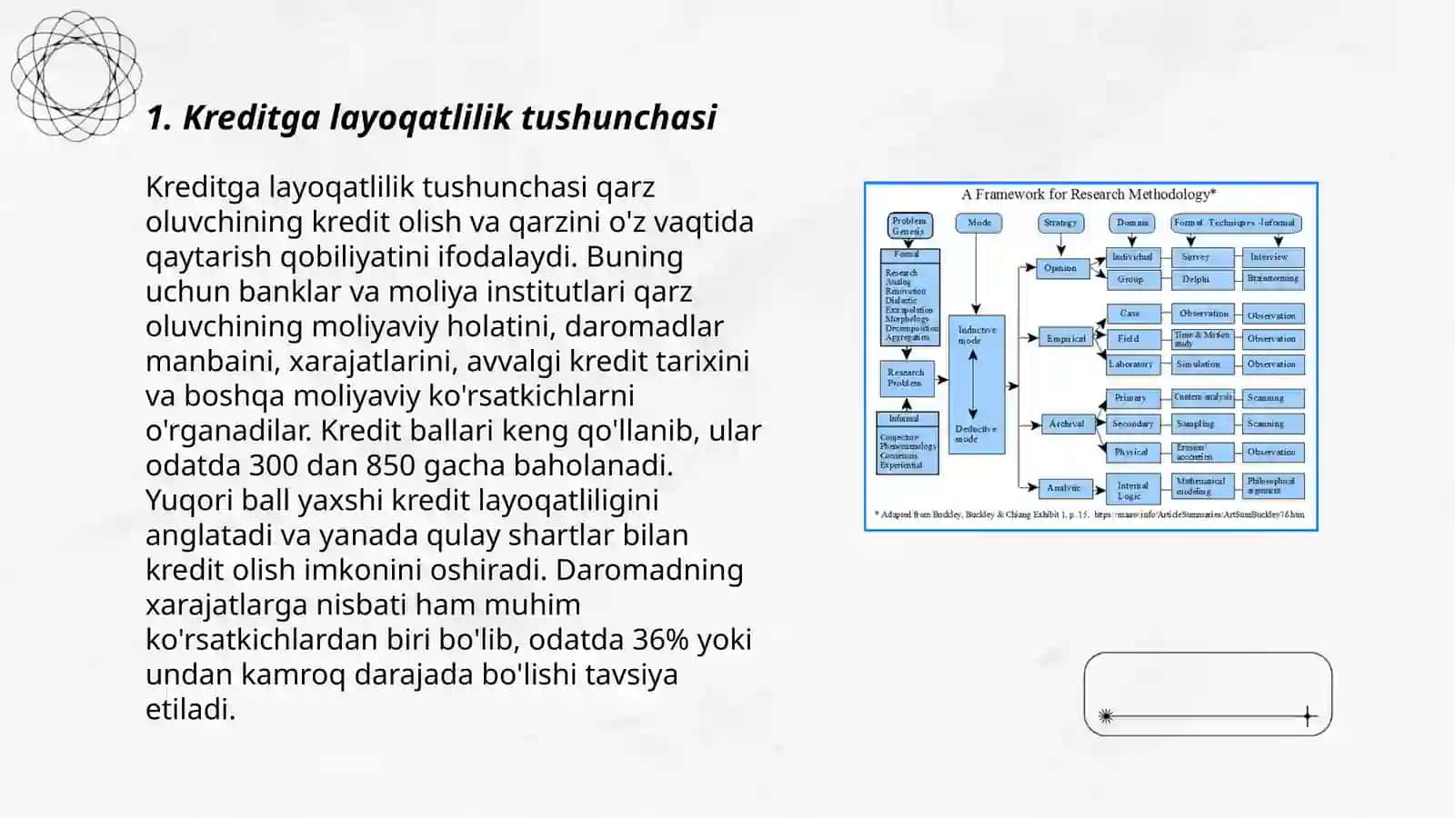 Kreditga layoqatliligini baholash va tahlil qilishni asosiy usullari 3