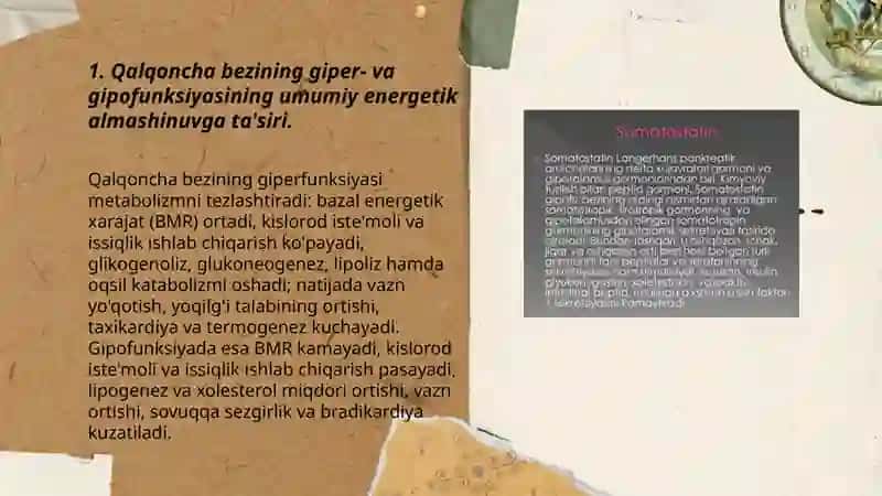 Gormonlar giper va gipofunktsiyasini metabolizmning o’zgarishiga ta'siri 3