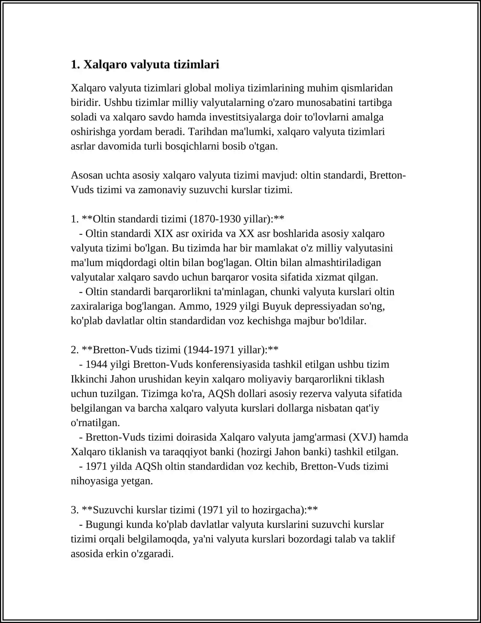 Xalqaro Valyuta Tizimlari 3