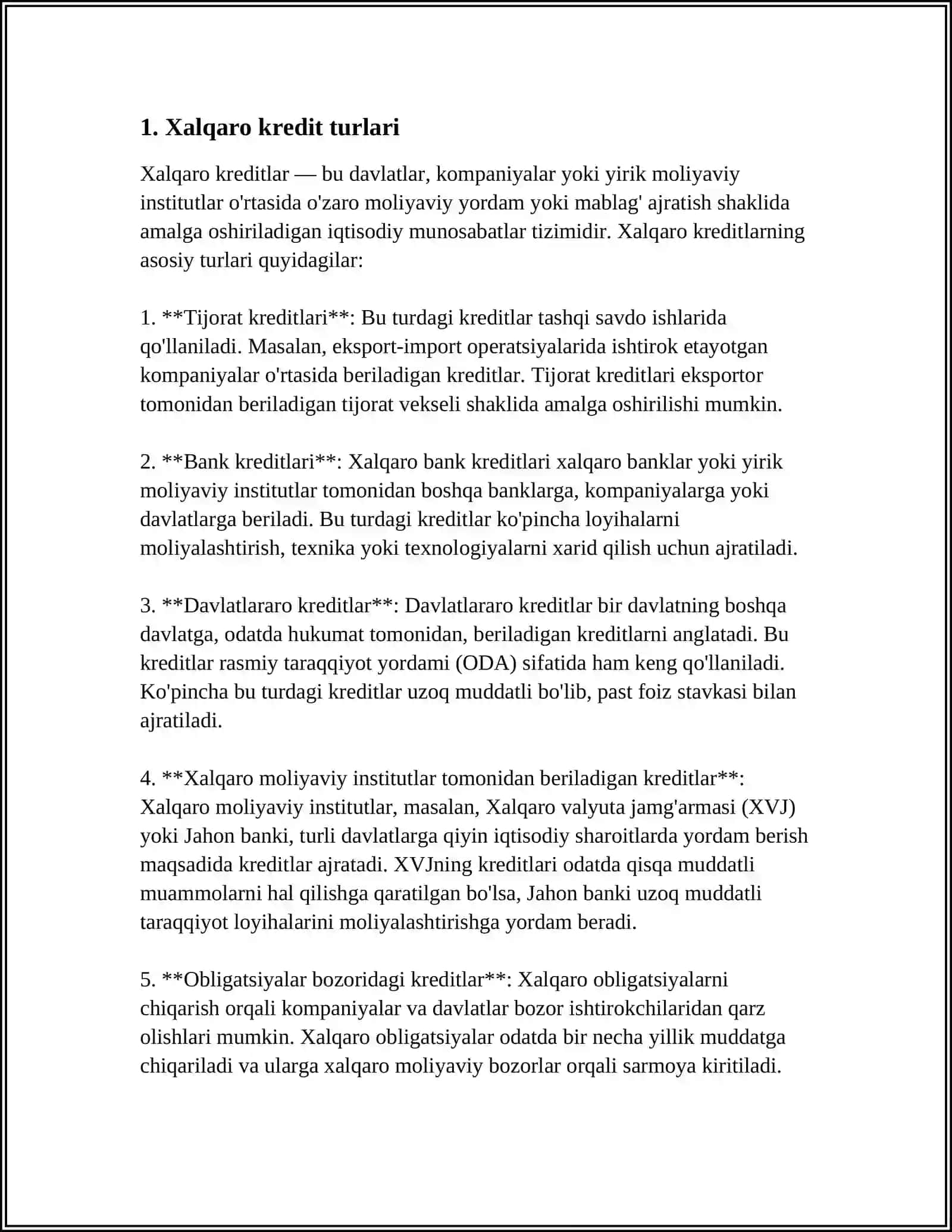 XALQARO KREDIT VA HISOB-KITOB MUNOSABATLARNI TARTIBGA SOLINISHI 3