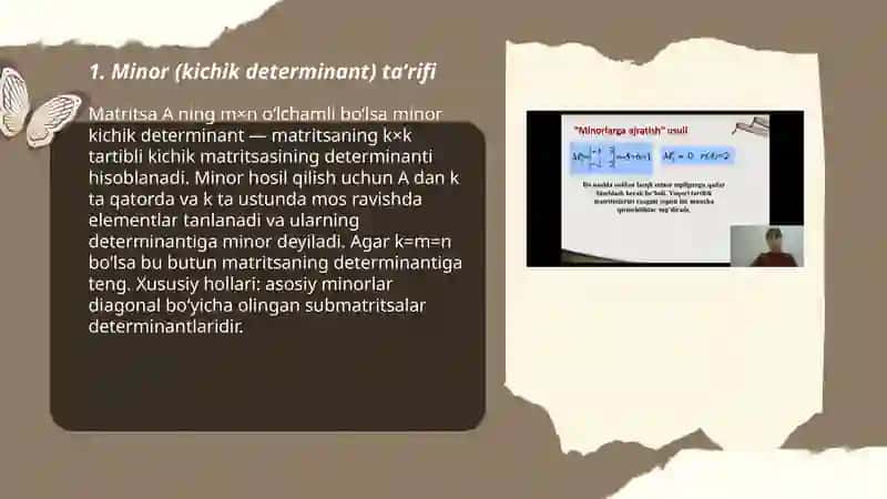 Matritsa rangini minorlar orqali topish usullari 3
