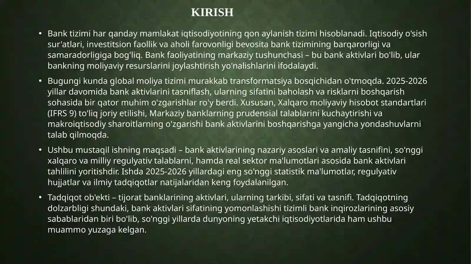 BANK AKTIVLARINING MOHIYATI VA TASNIFLASH PRINSIPLARI 3
