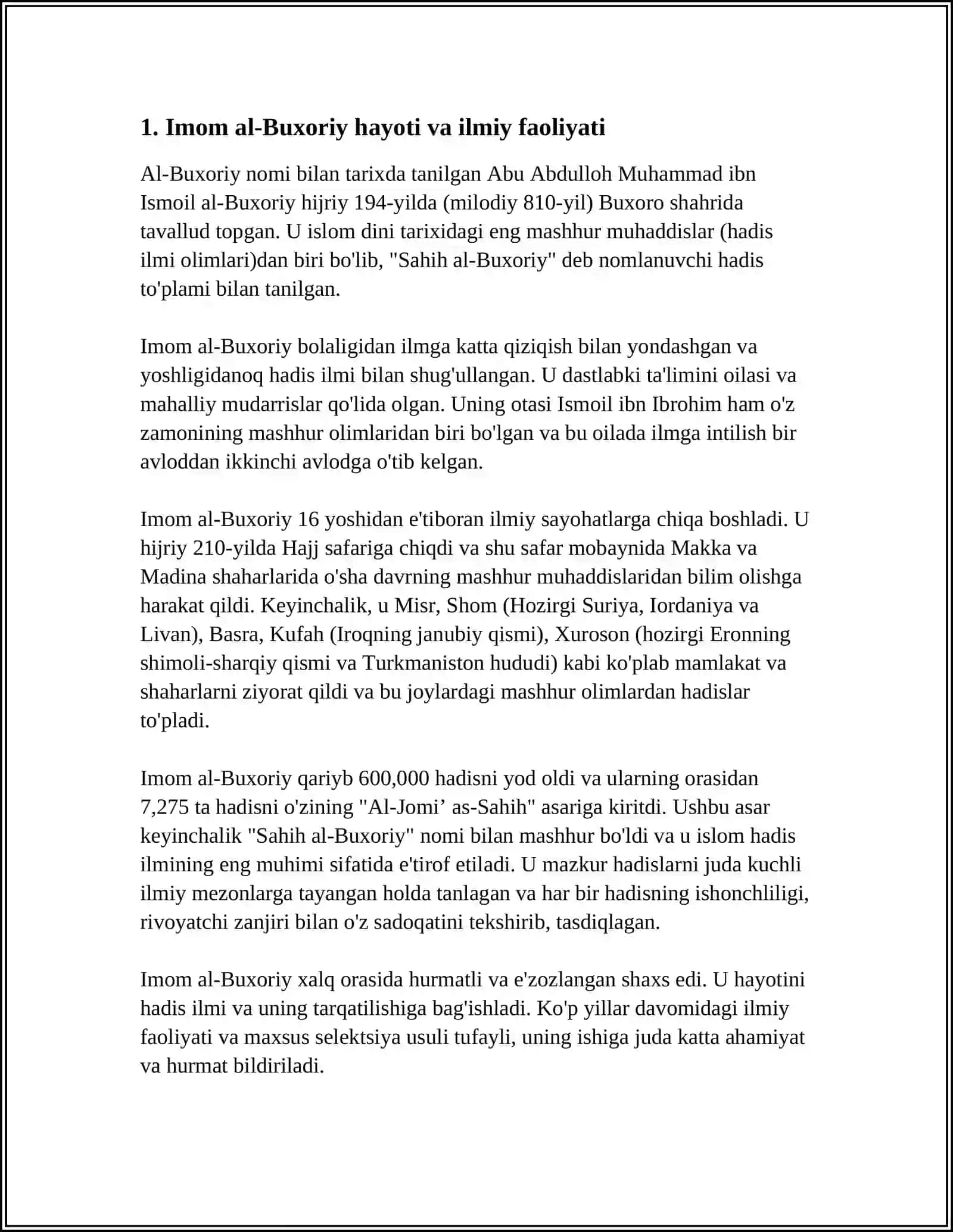 ÒRTA OSIYOLIK BUYUK ISLOMSHUNOS OLIMLAR IMOM AL-BUXORIY AL-TERMIZIY IMOM AL-MOTRUDIY VA BOSHQALARNING MEROSI 3