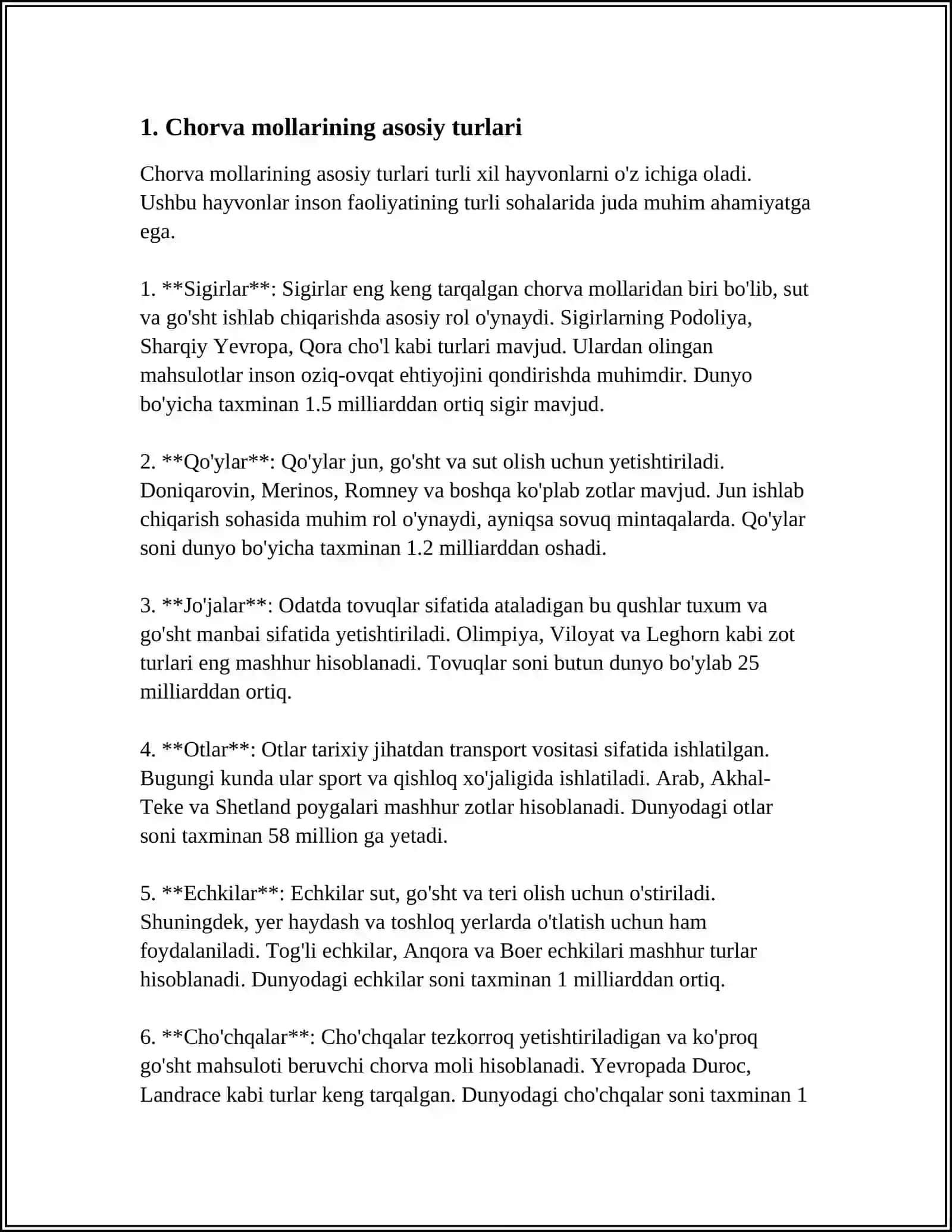 CHORVA MOLLARINING TUR VA NASLLARI 3