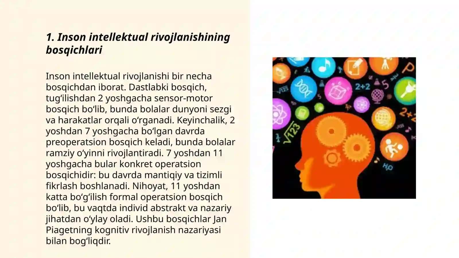 Inson intellektual rivojlanishining bosqichlari 3