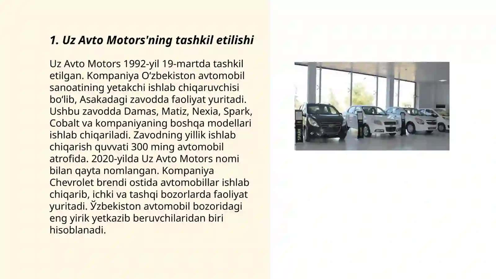 Uz Avto Motors O'zbekiston avtomobil zavotining tarixi va istiqboli 3