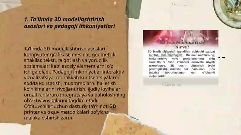 3D modellashtirish va simulyatsiya texnalogiyalari 3
