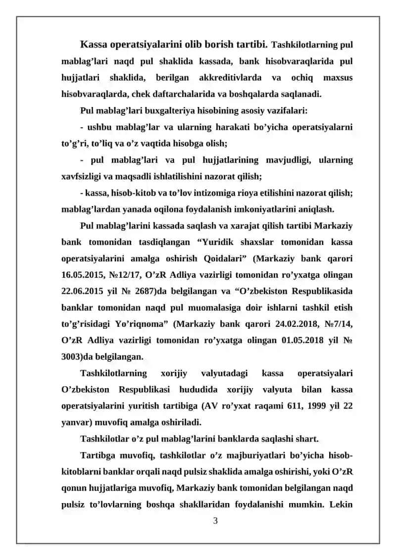 Kassa operatsiyalarini hisobga olish 3