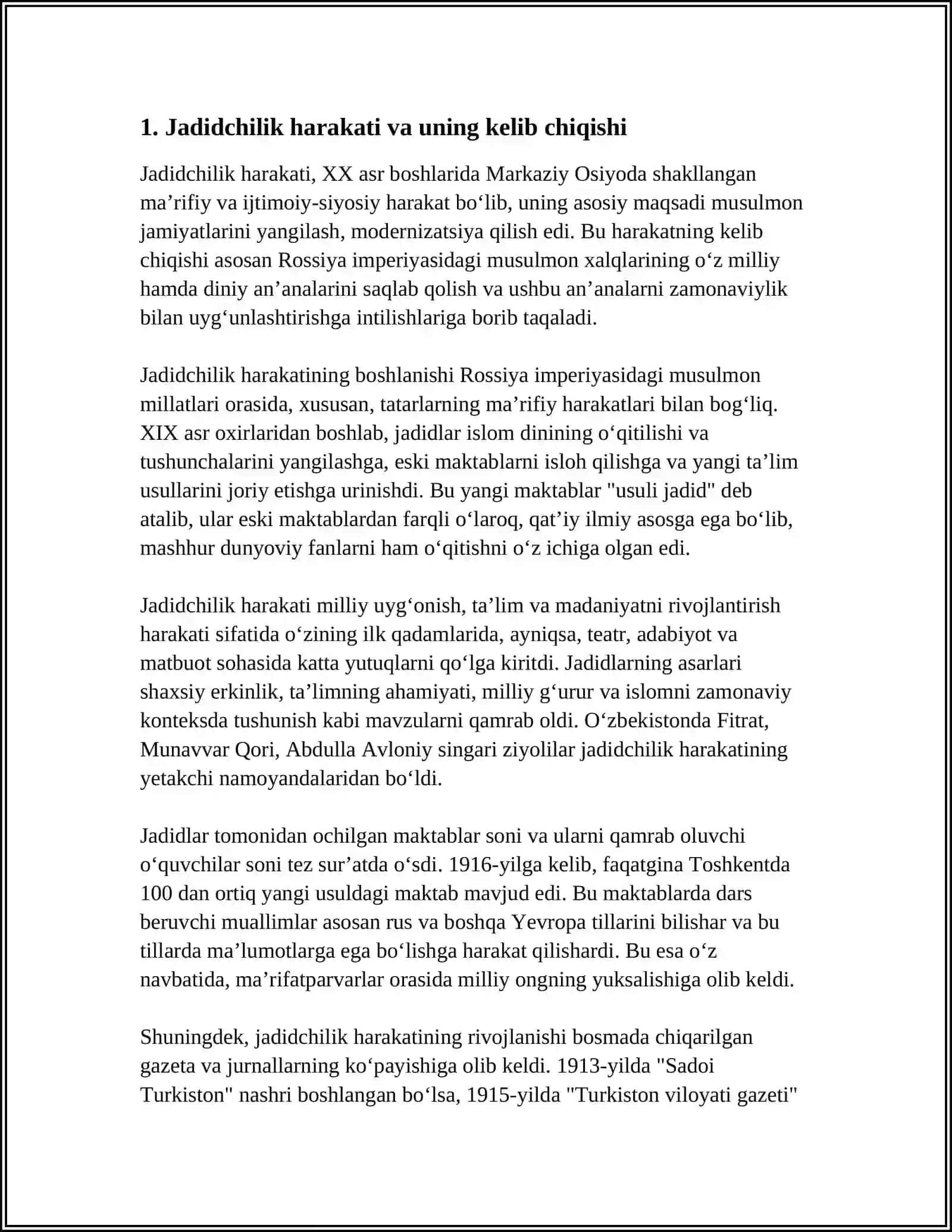 TURKISTON JADIDLARI ILGARI SURGAN G‘OYALAR, MA’RIFIY QARASHLAR VA ULARNING MAZMUN-MOHIYATI 3
