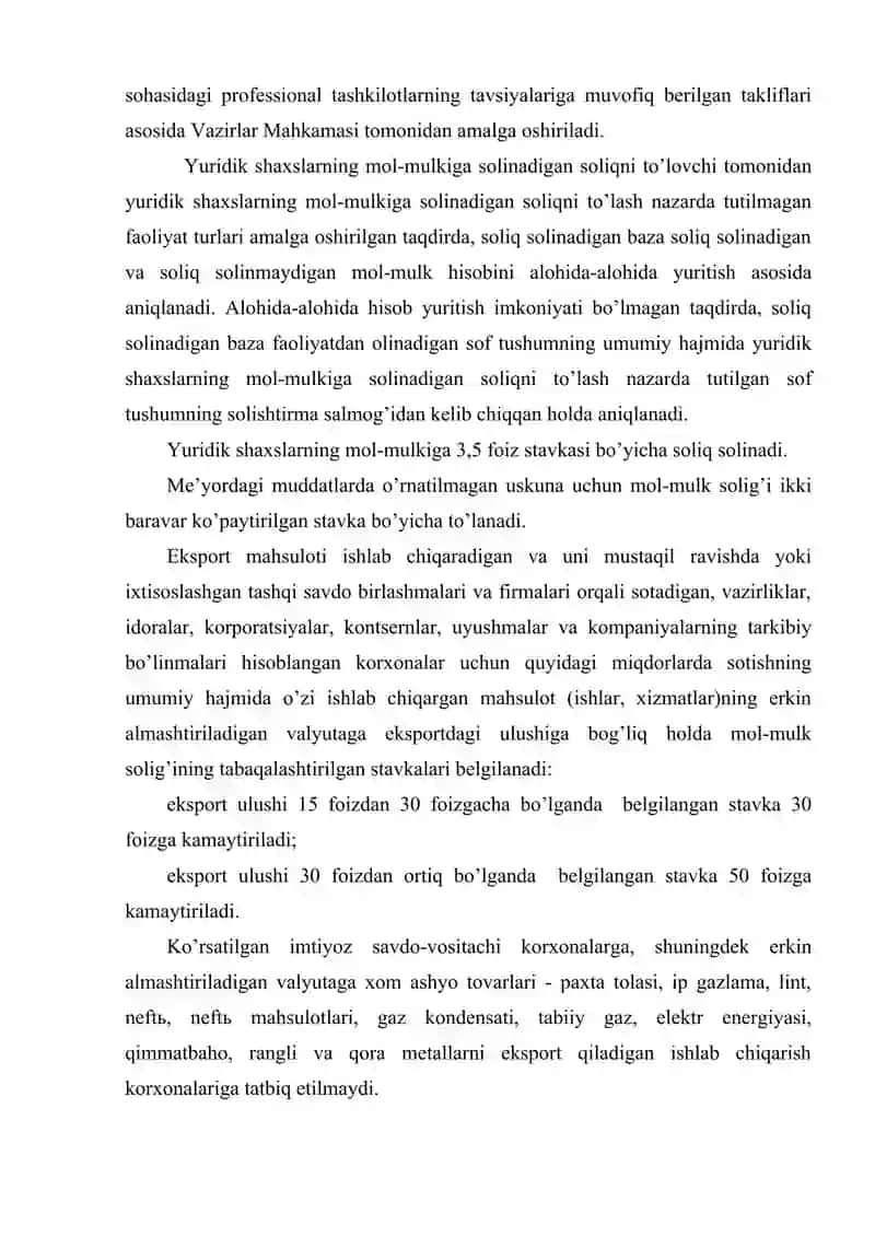 Yuridik shaxslarning mol-mulkiga solinadigan soliqni hisoblab  chiqarish, soliq hisobotini taqdim etish va soliqni to’lash tartibi. 3