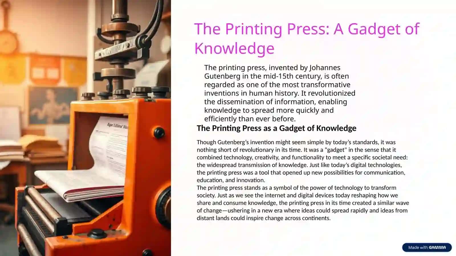 The Printing Press: A Gadget of Knowledge 3