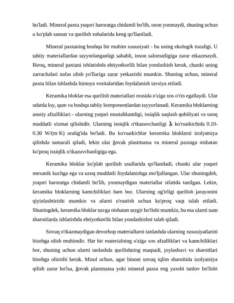 Sovuq òtkazmaydigan devorbop materiallar ğovak plastmassa meniral paxtadan devorbop materiallar keramik bloklar 3