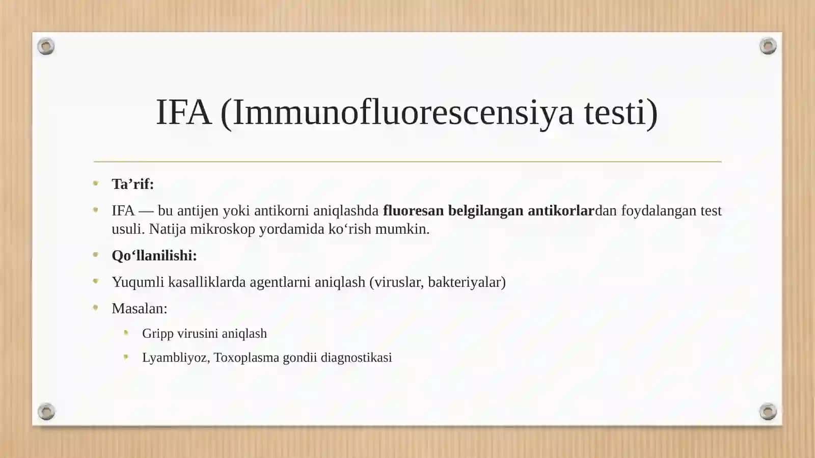 IFA, immunoblot, PZR, radioimmun reaksiyalarning yuqumli kasalliklar tashhisida qo‘llanilishi qo'yish tehnikasi 3