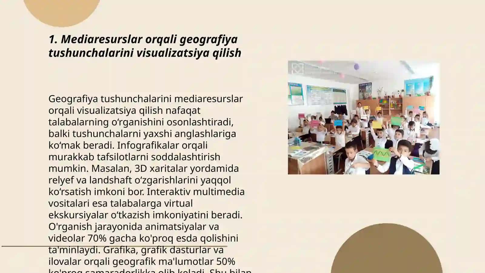 Geografiya darslarida mediaresurslardan foydalanish orqali oʻquvchilarni samaradorligini oshirish 3
