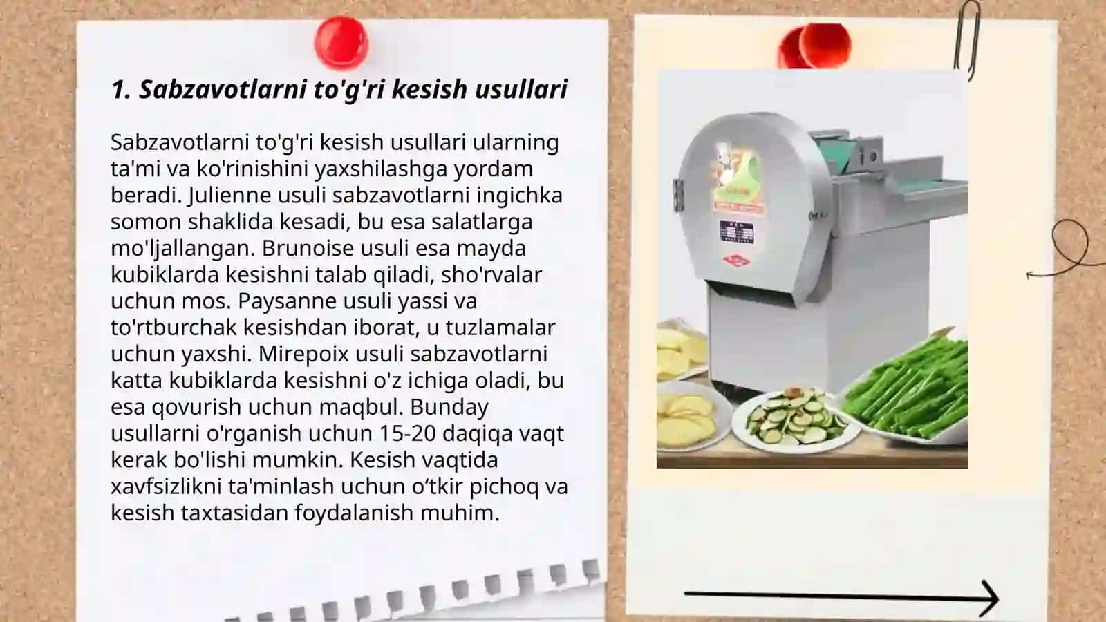 Sabzavotlarni to'g'ri kesish usullari 3