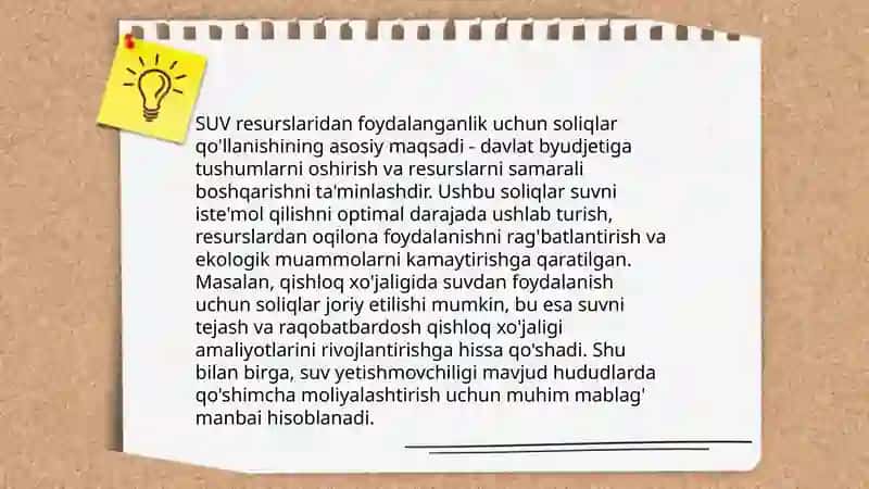 Suv resurslaridan foydalanganlik uchun soliq 3