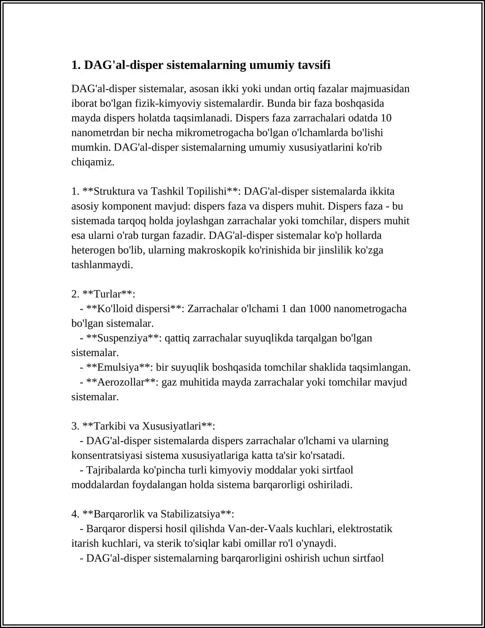 DAG’AL-DISPER SISTEMALARNING XOSSALARI VA ULARNI TIBBIYOT VA FARMAKALOGIYADA ISHLATILISHI 3