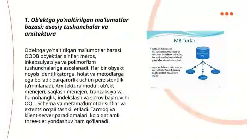 Ob’ektga yo‘naltirilgan ma’lumotlar bazasi 3