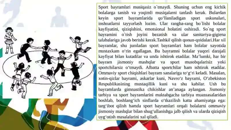 Sport to‘garak mashg‘ulotlari va bayram tadbirlarini o‘tkazish jarayonida milliy va harakatli o‘yinlardan foydalanish 3