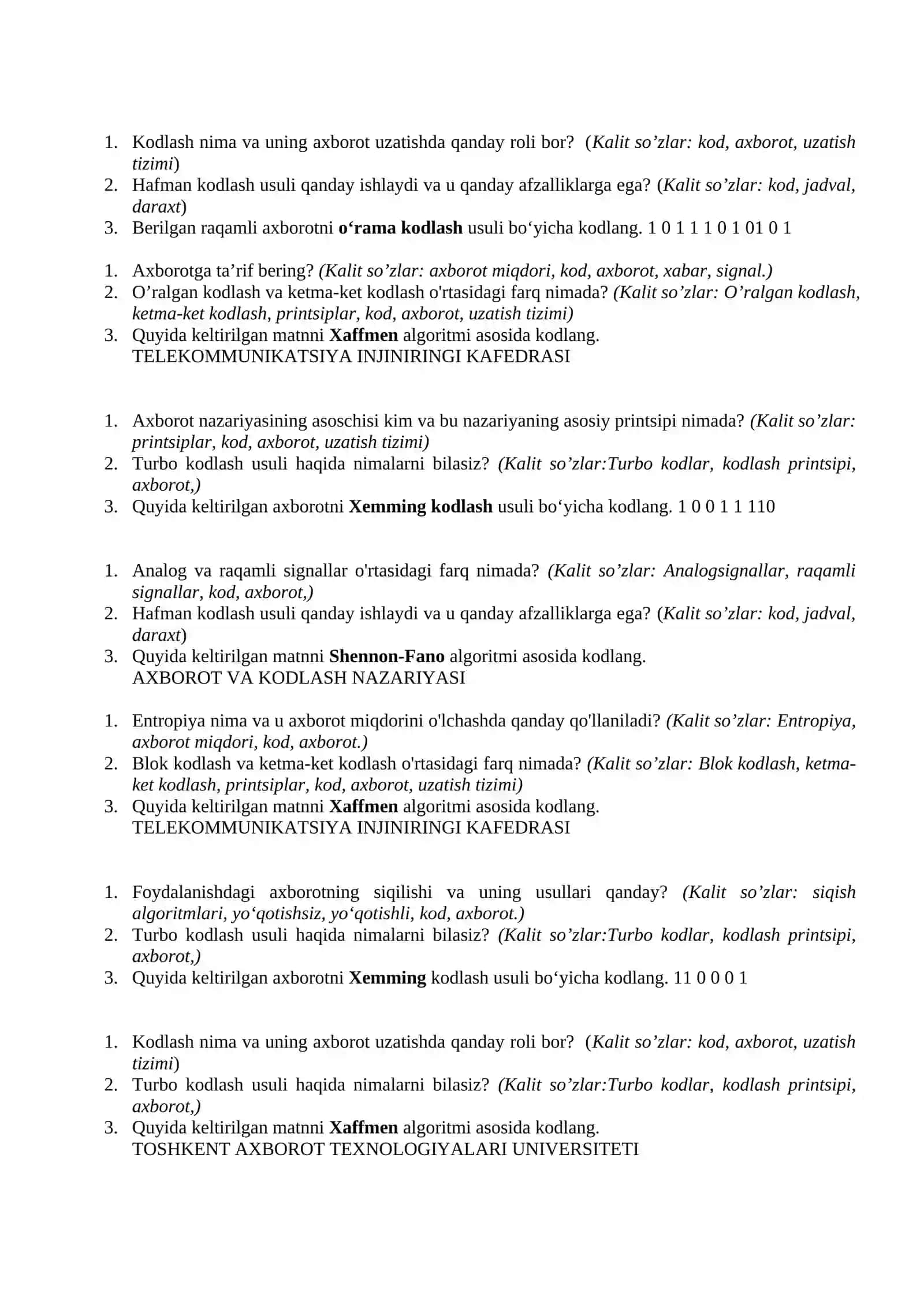 Hafman kodlash usuli 3