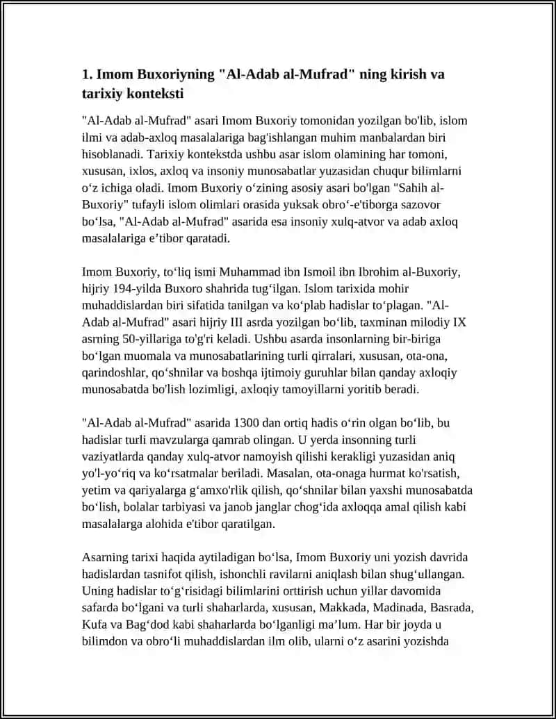 IMOM BUXORIYNING "AL-ADAB AL-MUFRAD" 3