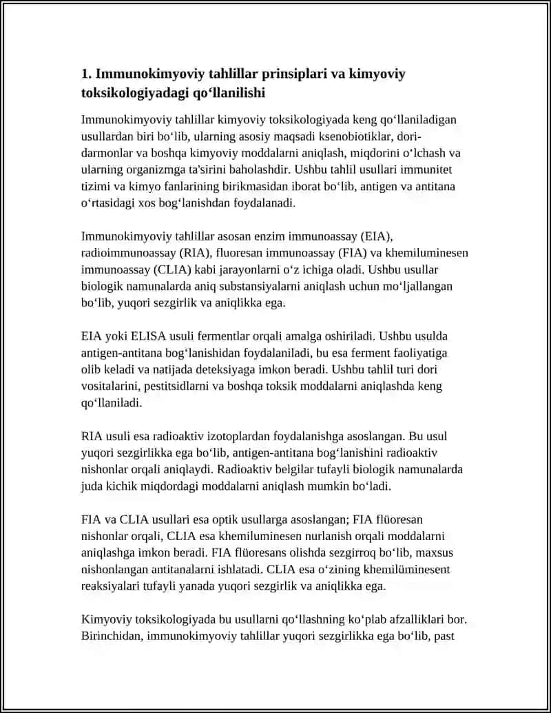 KIMYOVIY TOKSIKOLOGIK TAHLILLARDA IMMUNOKIMYOVIY TAHLIL USULLARINI QOʻLLASH 3