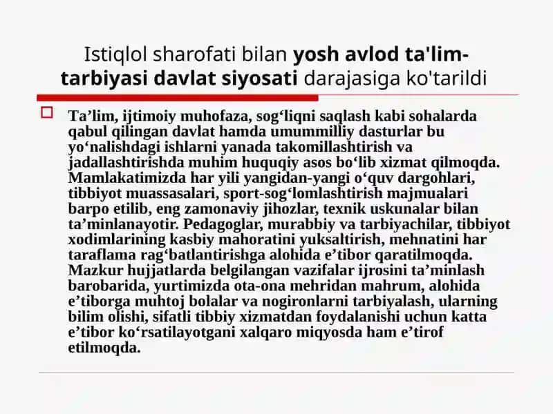O'zbekiston Respublikasida yoshlarga oid davlat siyosati va uning mohiyati 3