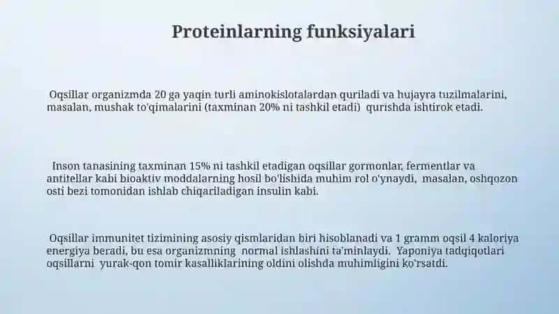 Gʼoza shifobaxsh hususiyati, vitamin oqsil aminokislota tarkibi 3