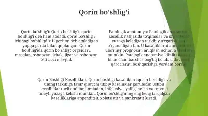 Patalogik Anatomiya: Qorin Bóshliĝi Kasalliklari 3