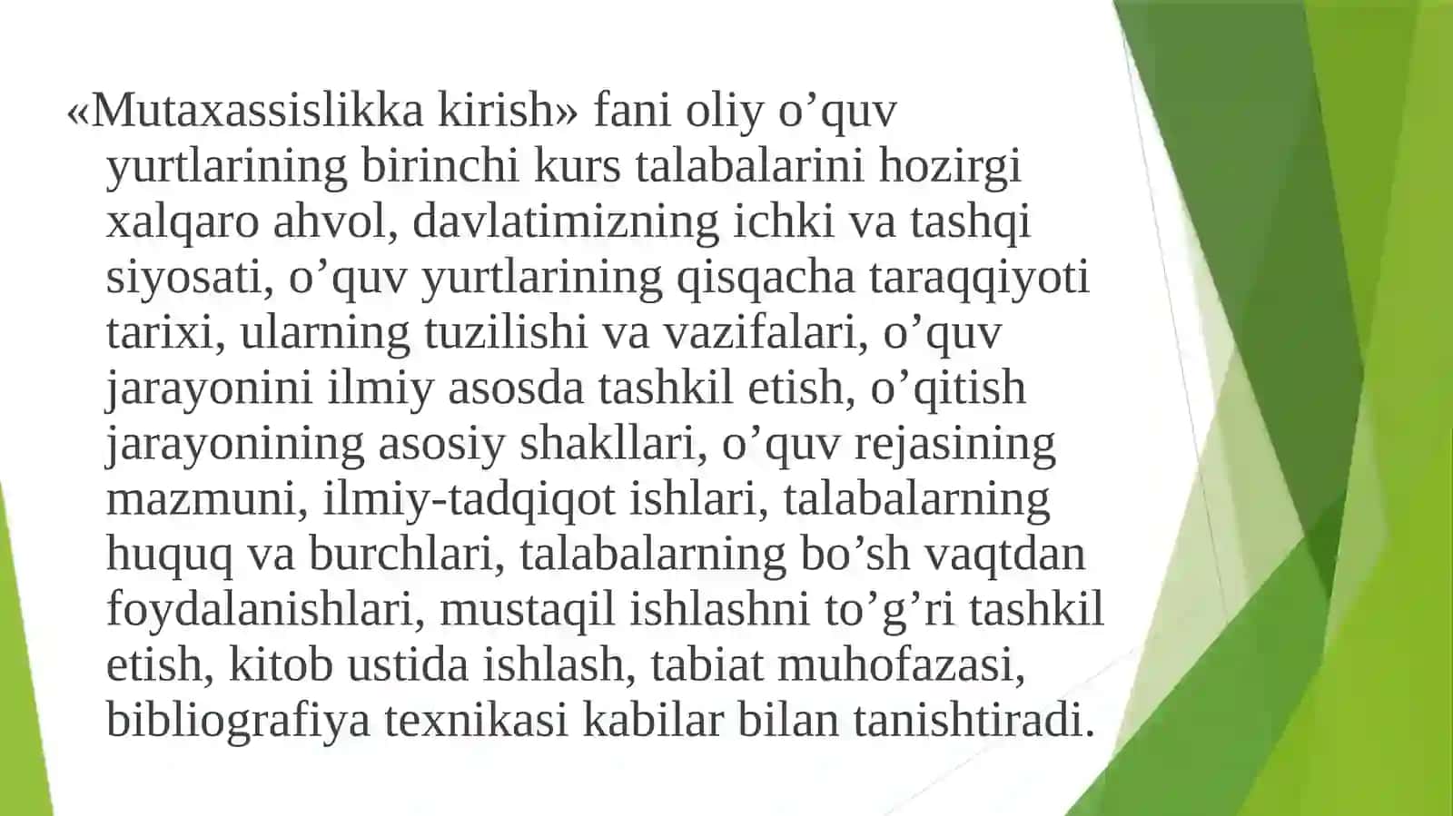 Mutaxassislikkakirish fanining maqsadi va vazifalari 3