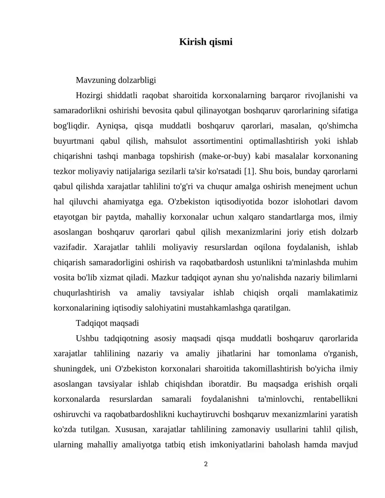 Qisqa muddatli boshqaruv qarorlarida xarajatlar tahlili 3