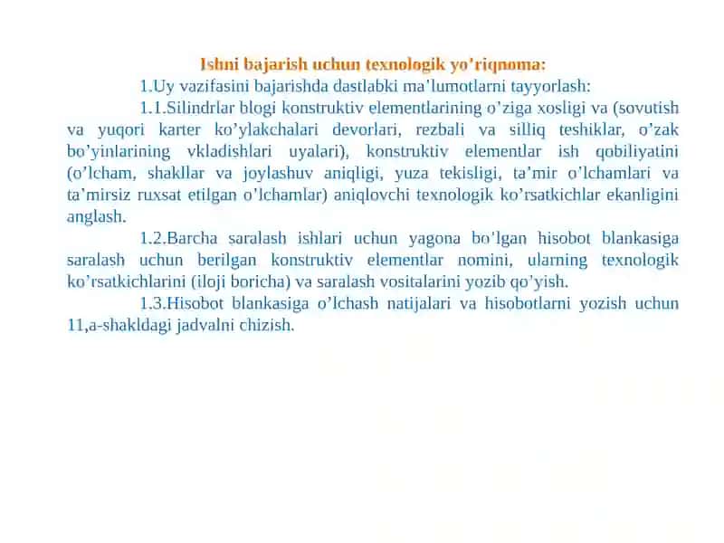 Avtomobil dvigateliga texnik xizmat ko'rsatish va ta'mirlash ishlari texnologiyasi. Silindrlar blogi va gilzalarini nuqsonini aniqlash 3