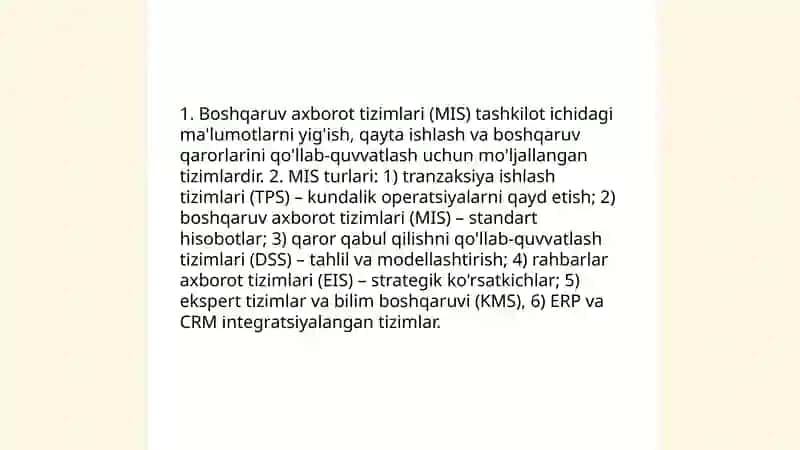 Axborot texnologiyasining boshqaruv tisimining 3